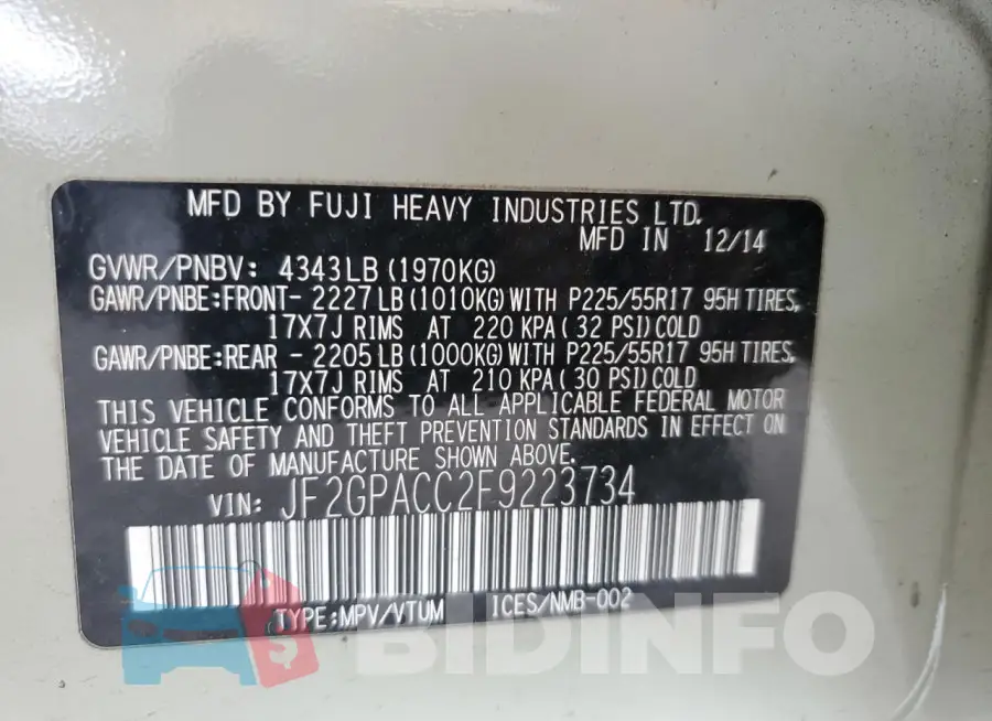 JF2GPACC2F9223734 Photo# 12
