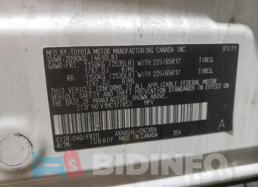 2T3F1RFV1MC177853 Photo# 14