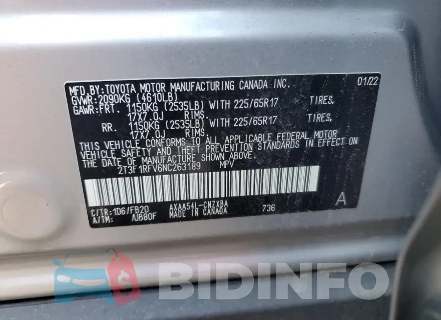 2T3F1RFV6NC263189 Photo# 13