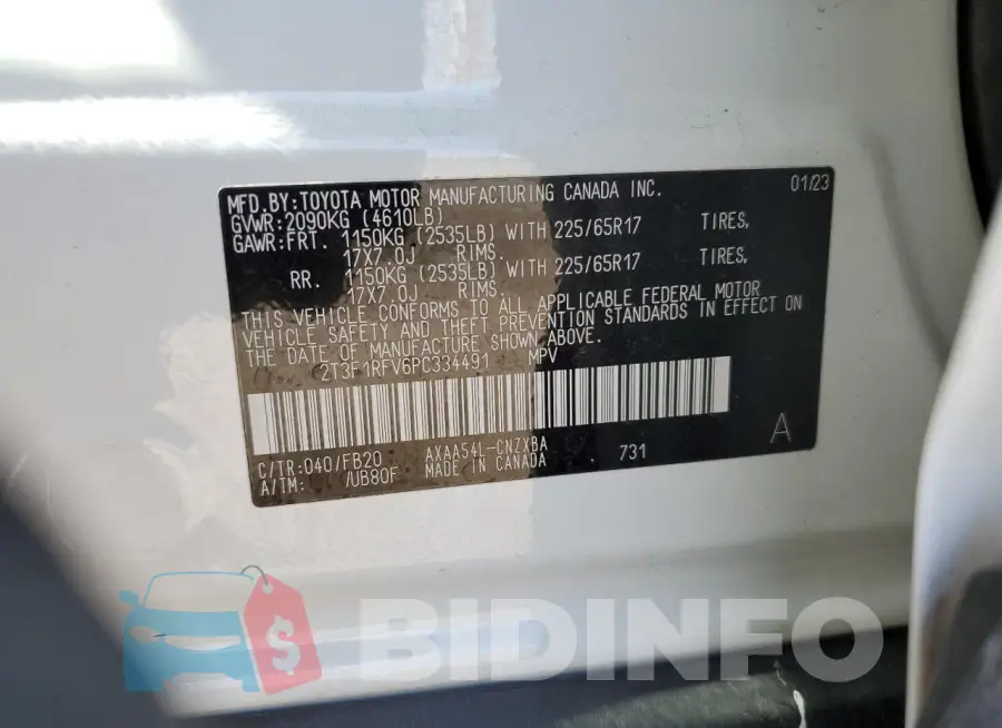 2T3F1RFV6PC334491 Photo# 13