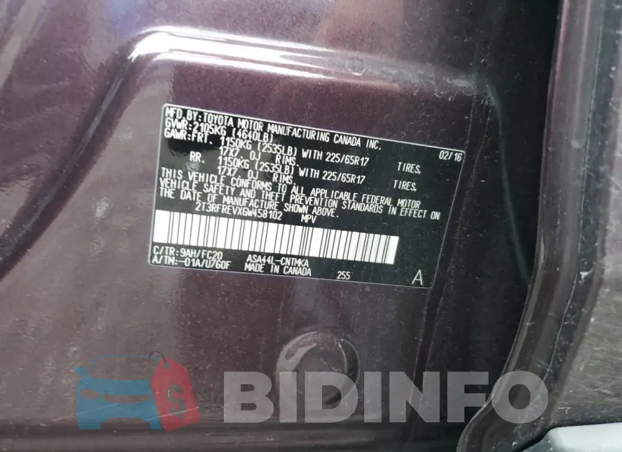 2T3RFREVXGW458102 Photo# 12