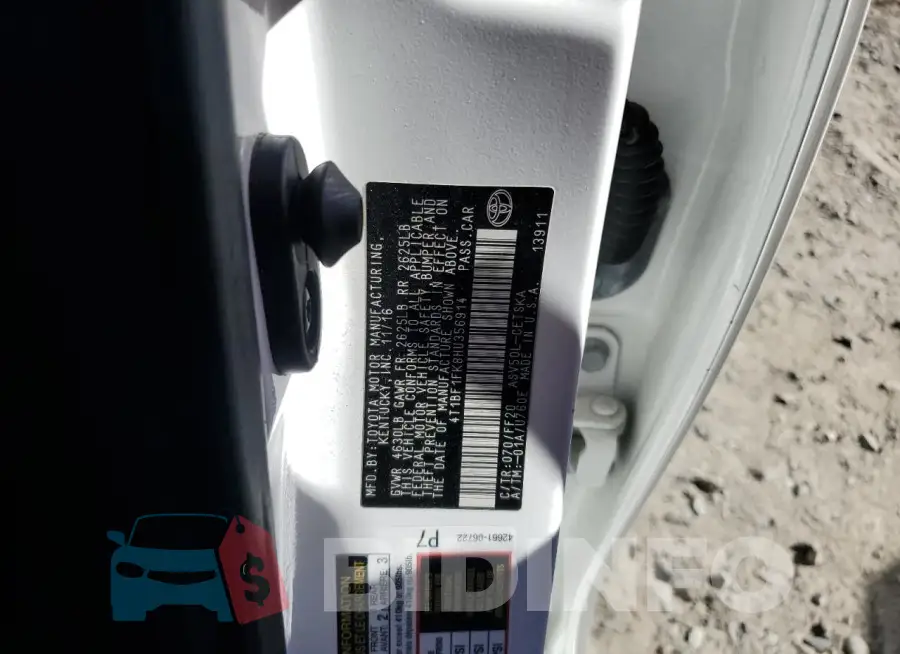 4T1BF1FK8HU356914 Photo# 12