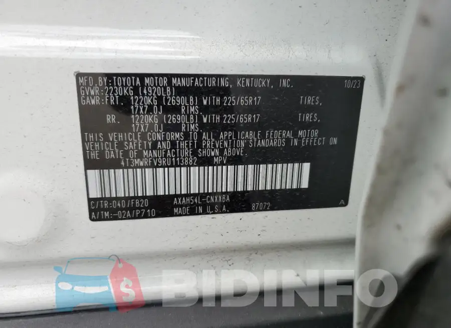 4T3MWRFV9RU113882 Photo# 13