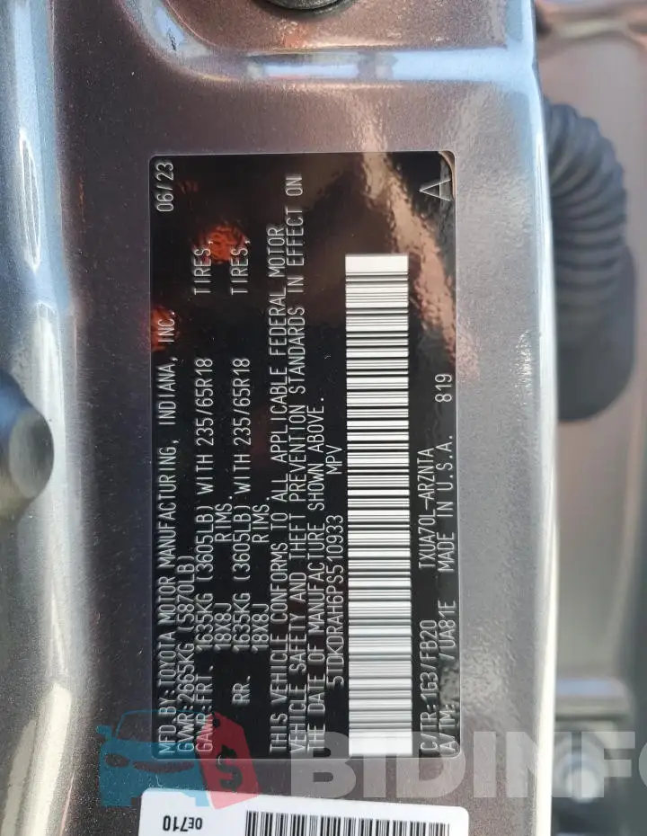 5TDKDRAH6PS510933 Photo# 14