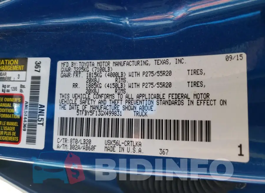 5TFBY5F13GX499831 Photo# 12