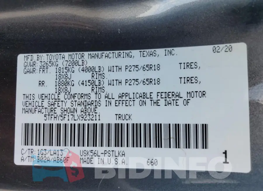 5TFHY5F17LX923211 Photo# 12