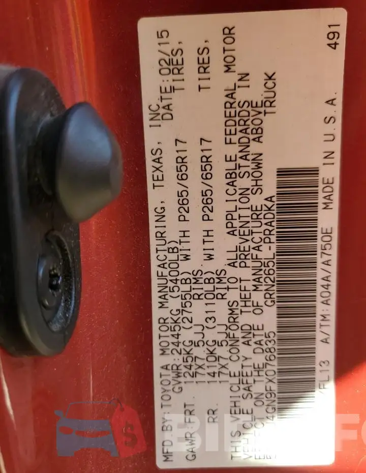 5TFJU4GN9FX076835 Photo# 12