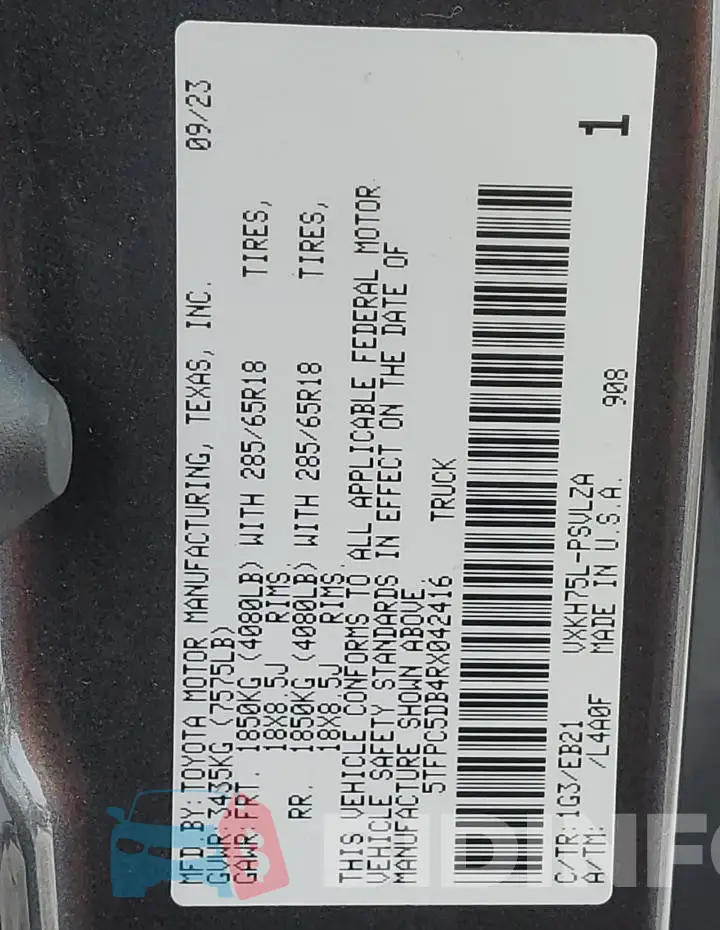 5TFPC5DB4RX042416 Photo# 12