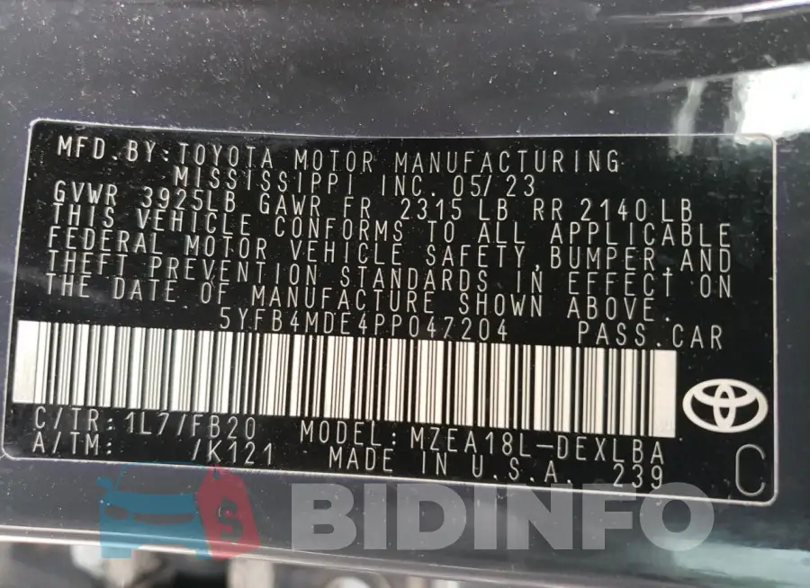 5YFB4MDE4PP047204 Photo# 13