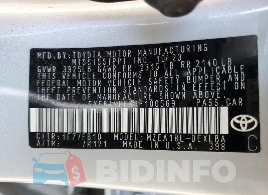 5YFB4MDEXRP100569 Photo# 12