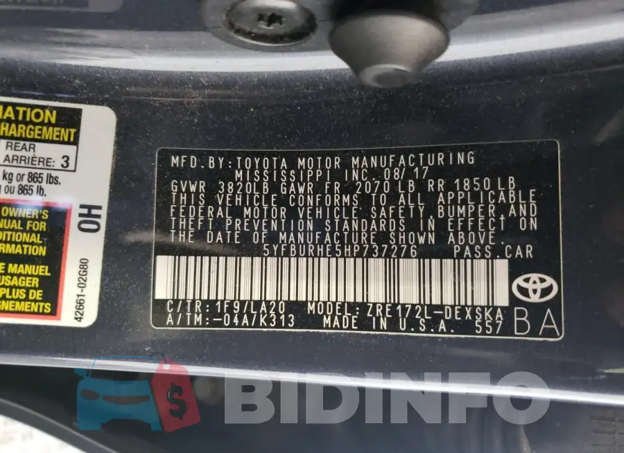 5YFBURHE5HP737276 Photo# 12