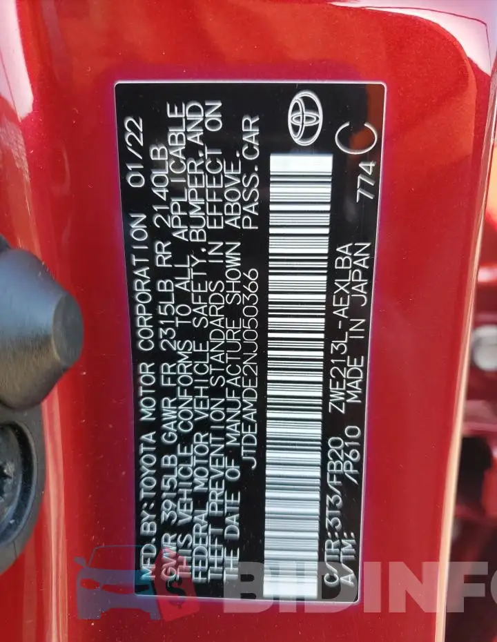 JTDEAMDE2NJ050366 Photo# 12