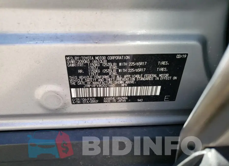 JTMP1RFV4KD021660 Photo# 13
