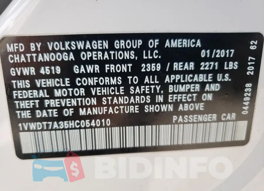 1VWDT7A35HC054010 Photo# 12