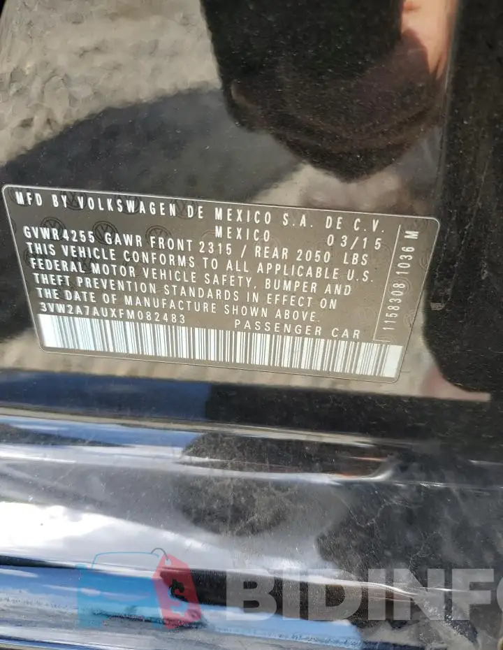 3VW2A7AUXFM082483 Photo# 12