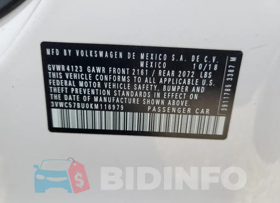 3VWC57BU0KM116979 Photo# 12