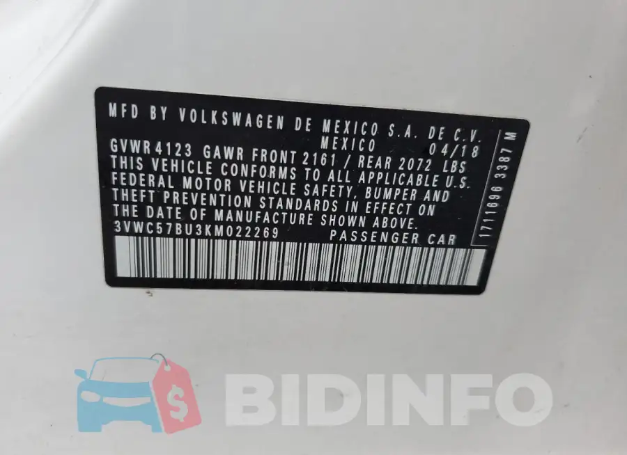 3VWC57BU3KM022269 Photo# 12