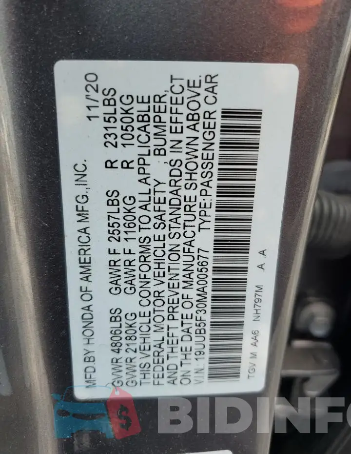 19UUB5F30MA005677 Photo# 12