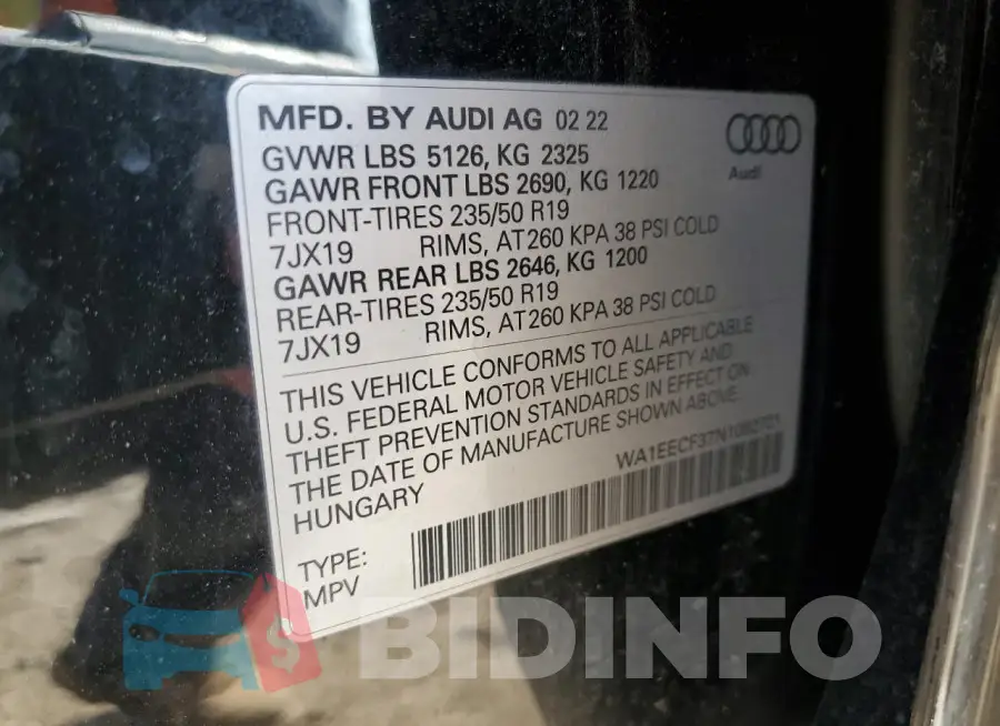 WA1EECF37N1082721 Photo# 14