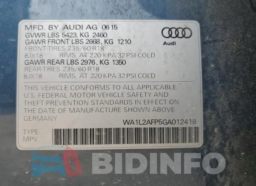 WA1L2AFP5GA012418 Photo# 13