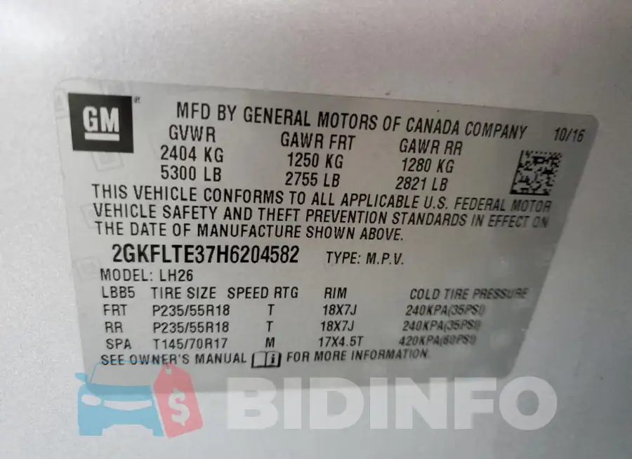 2GKFLTE37H6204582 Photo# 14