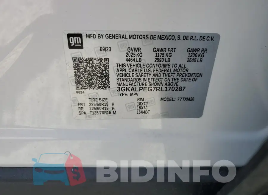 3GKALPEG7RL170287 Photo# 13