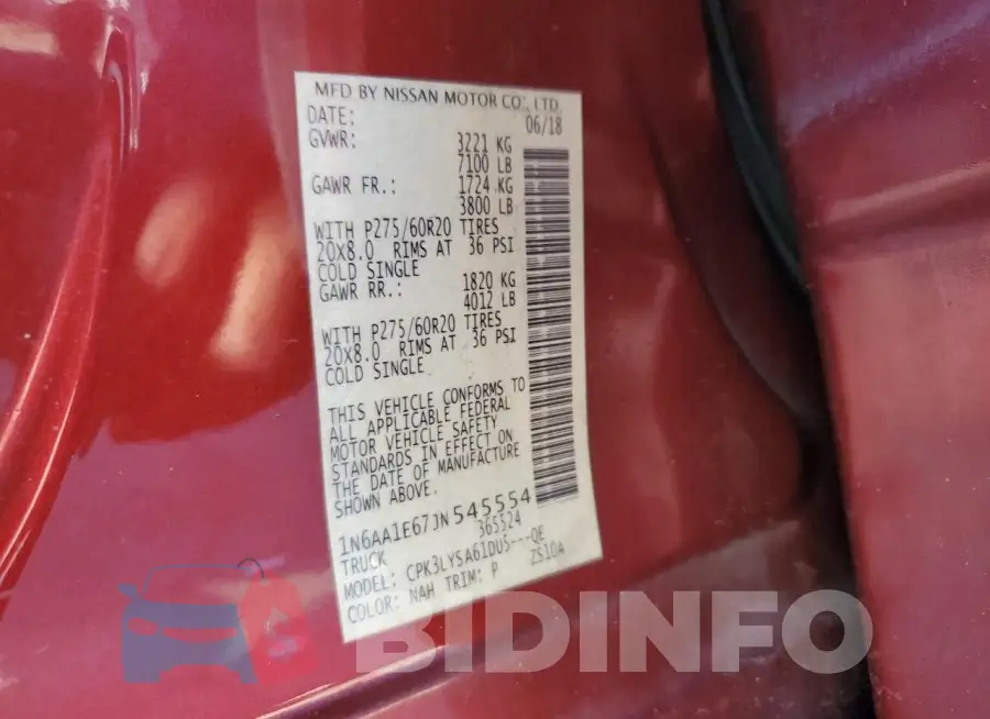 1N6AA1E67JN545554 Photo# 13