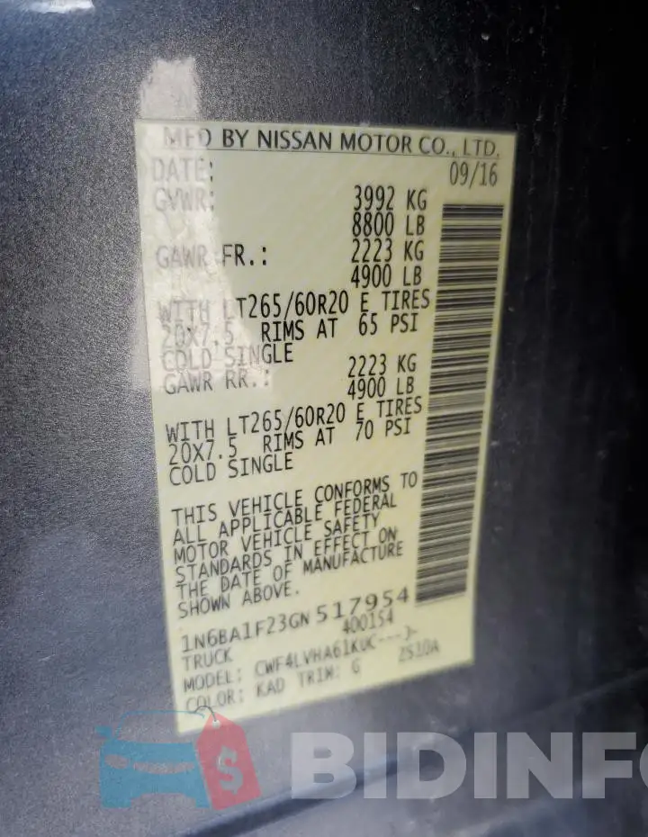 1N6BA1F23GN517954 Photo# 12