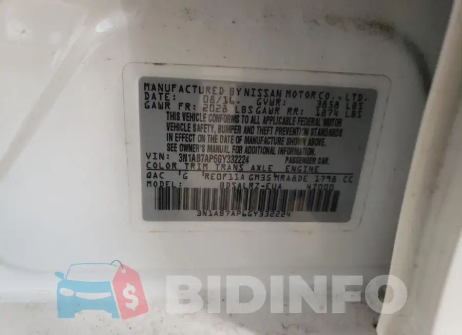 3N1AB7AP6GY332224 Photo# 12