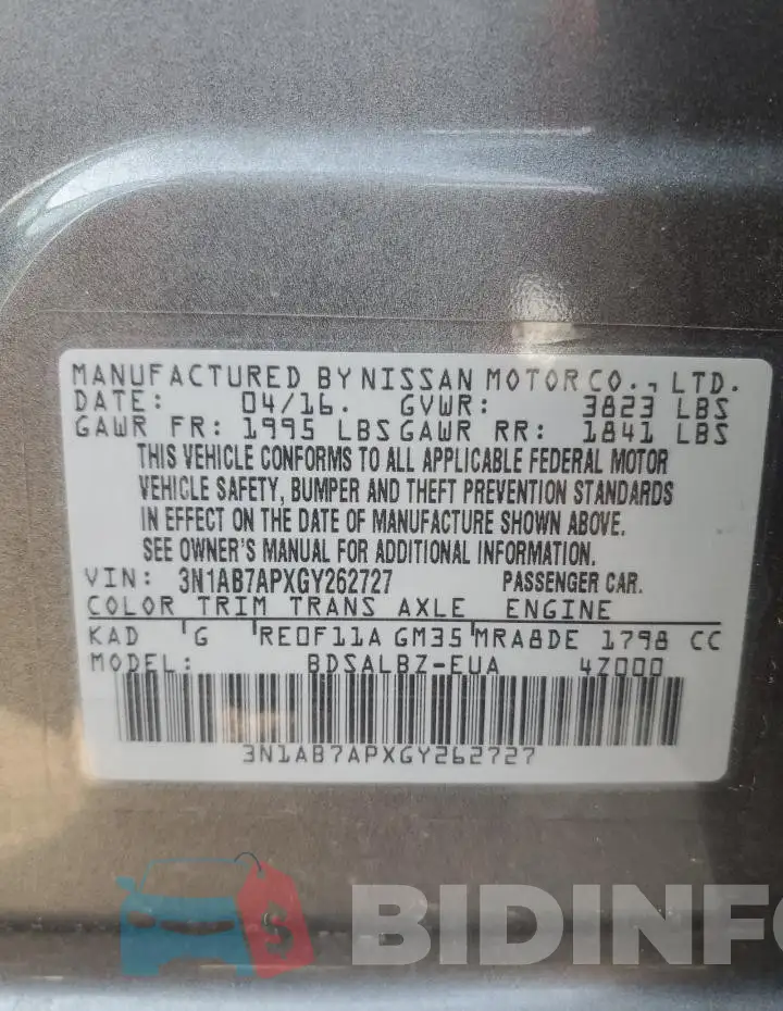3N1AB7APXGY262727 Photo# 13