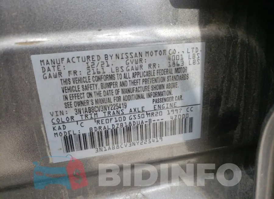 3N1AB8CV3NY225419 Photo# 13