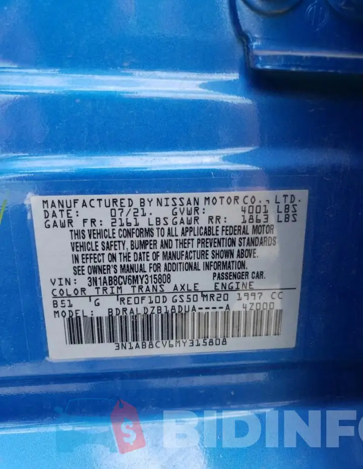 3N1AB8CV6MY315808 Photo# 12