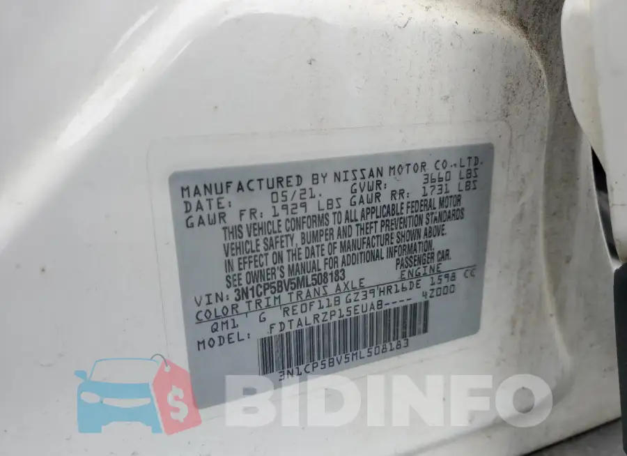 3N1CP5BV5ML508183 Photo# 12