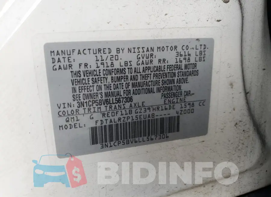 3N1CP5BV6LL567306 Photo# 12