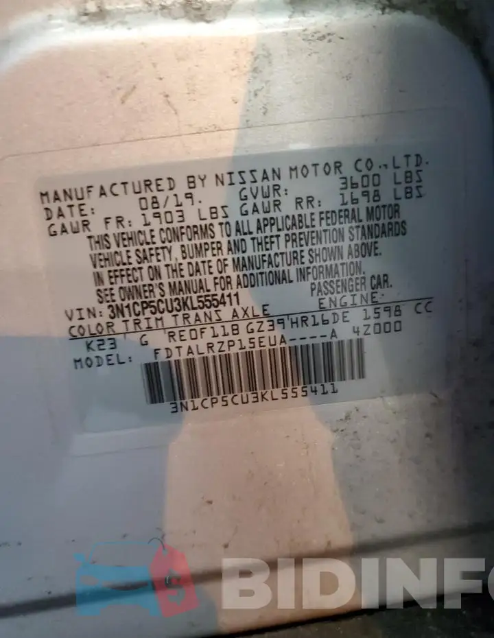 3N1CP5CU3KL555411 Photo# 12