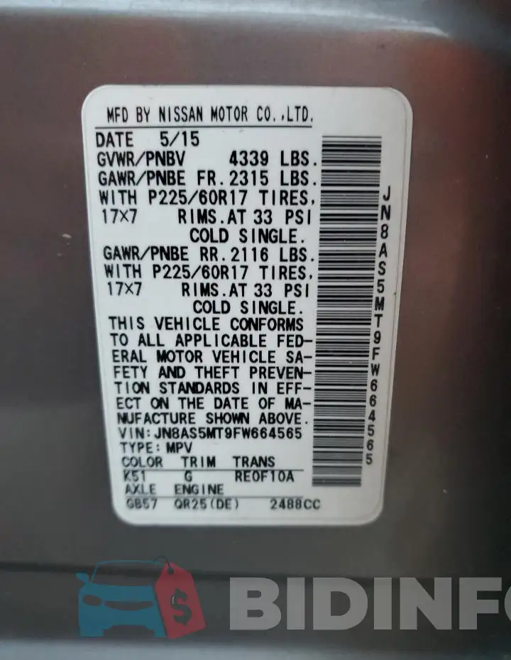 JN8AS5MT9FW664565 Photo# 12