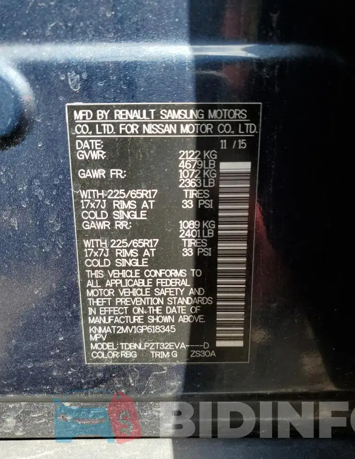 KNMAT2MV1GP618345 Photo# 13