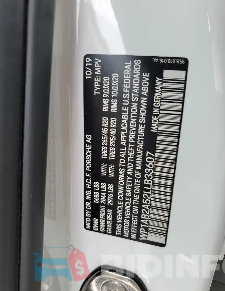 WP1AB2A52LLB33607 Photo# 12
