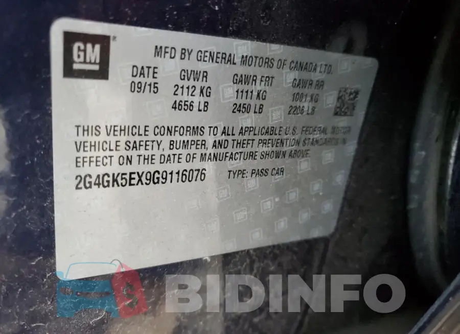 2G4GK5EX9G9116076 Photo# 12