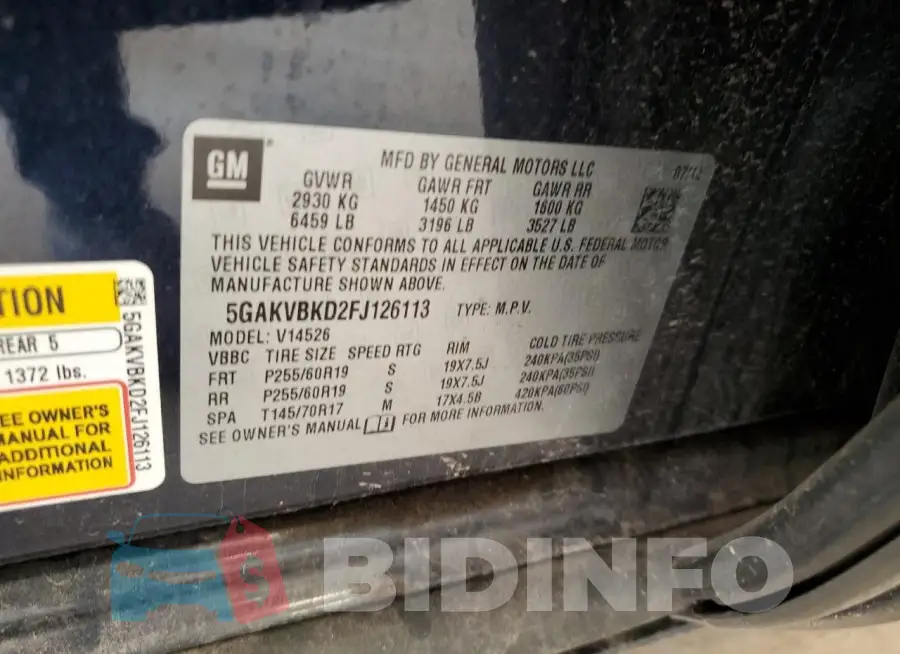 5GAKVBKD2FJ126113 Photo# 13