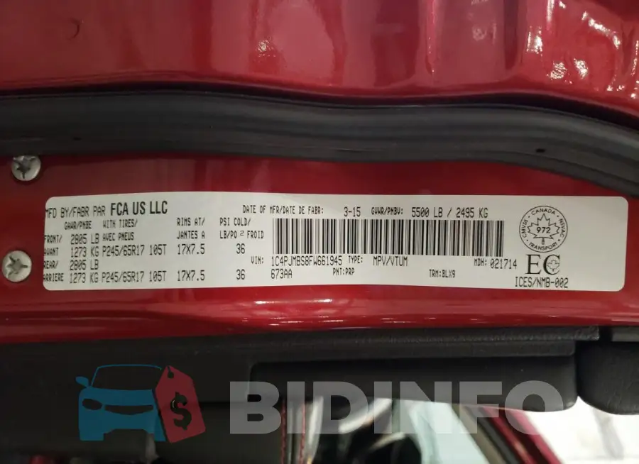 1C4PJMBS8FW661945 Photo# 13