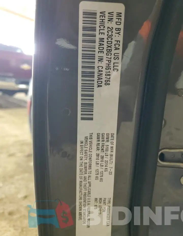 2C3CDXBG7PH618768 Photo# 12