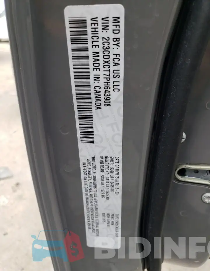 2C3CDXCT7PH643908 Photo# 13