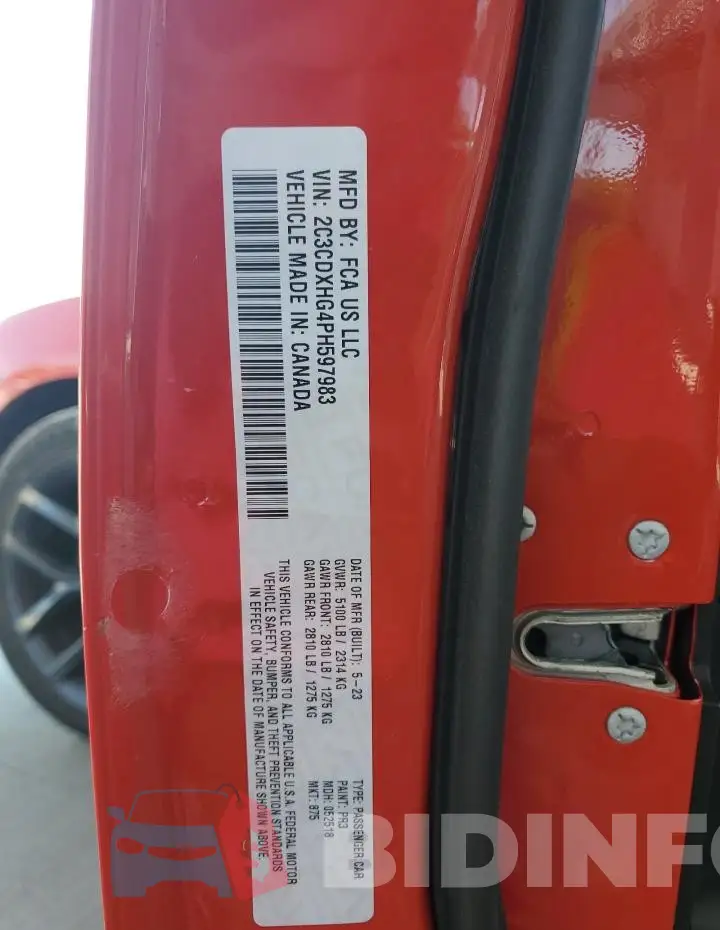 2C3CDXHG4PH597983 Photo# 12