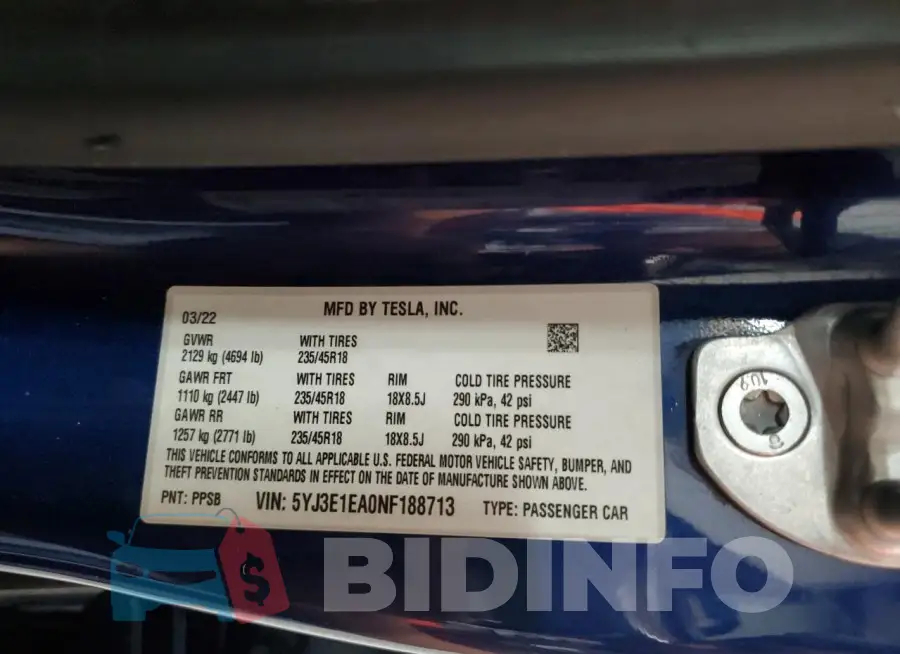 5YJ3E1EA0NF188713 Photo# 13