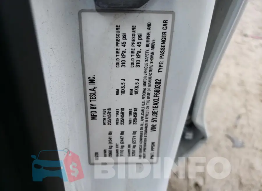 5YJ3E1EAXLF660302 Photo# 13