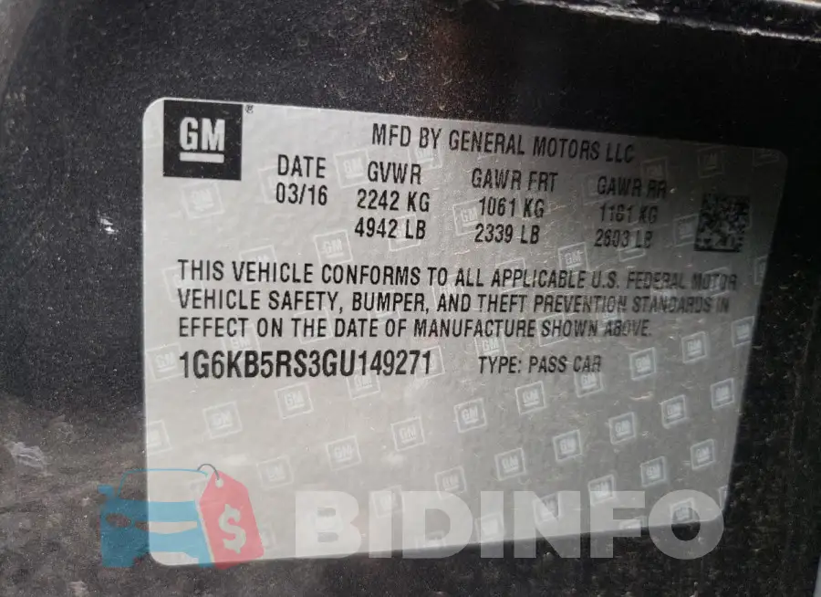 1G6KB5RS3GU149271 Photo# 12