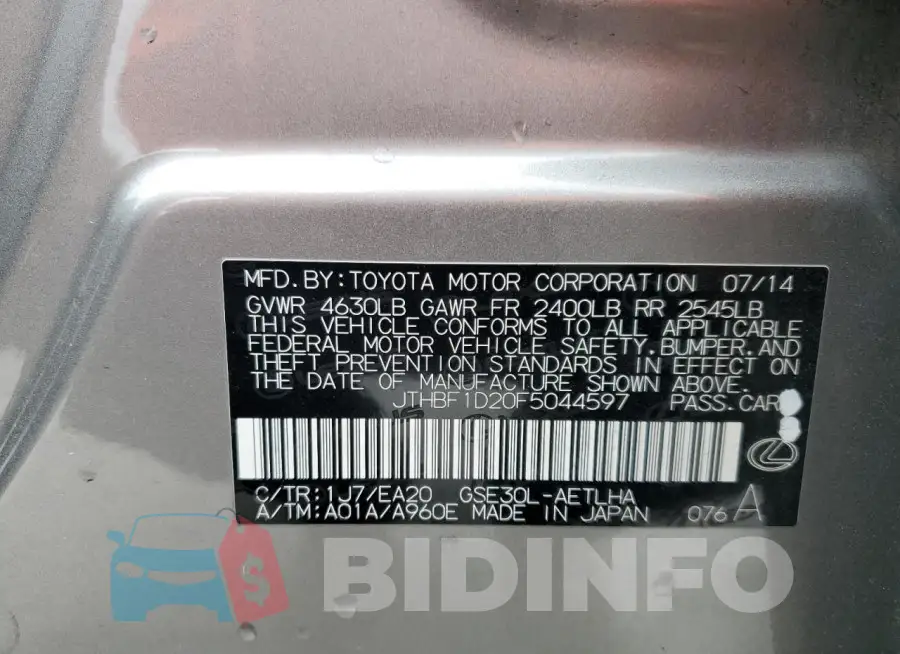 JTHBF1D20F5044597 Photo# 13