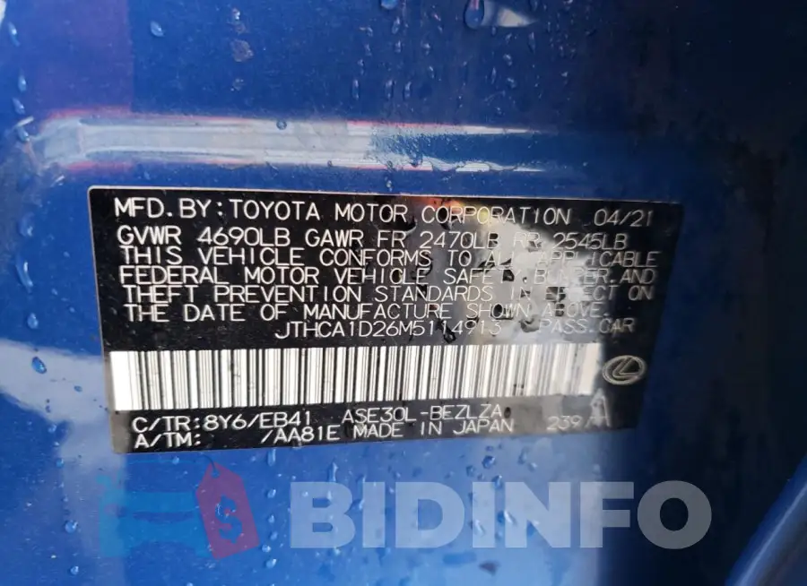 JTHCA1D26M5114913 Photo# 12