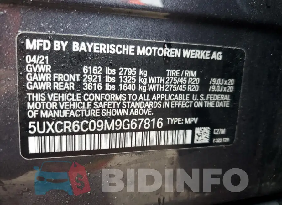 5UXCR6C09M9G67816 Photo# 12
